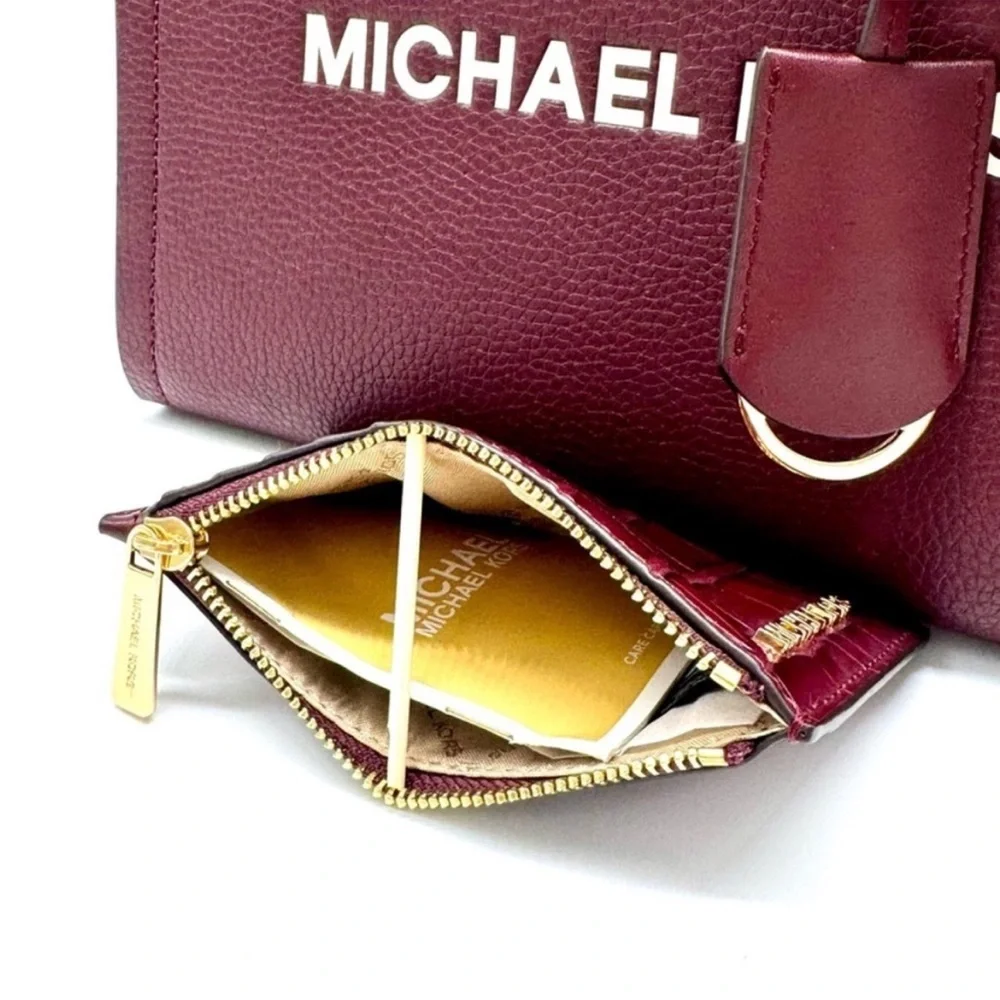 Michael Kors Mirella Small Crossbody Bag & Matching Card Case Wallet Ox Blood